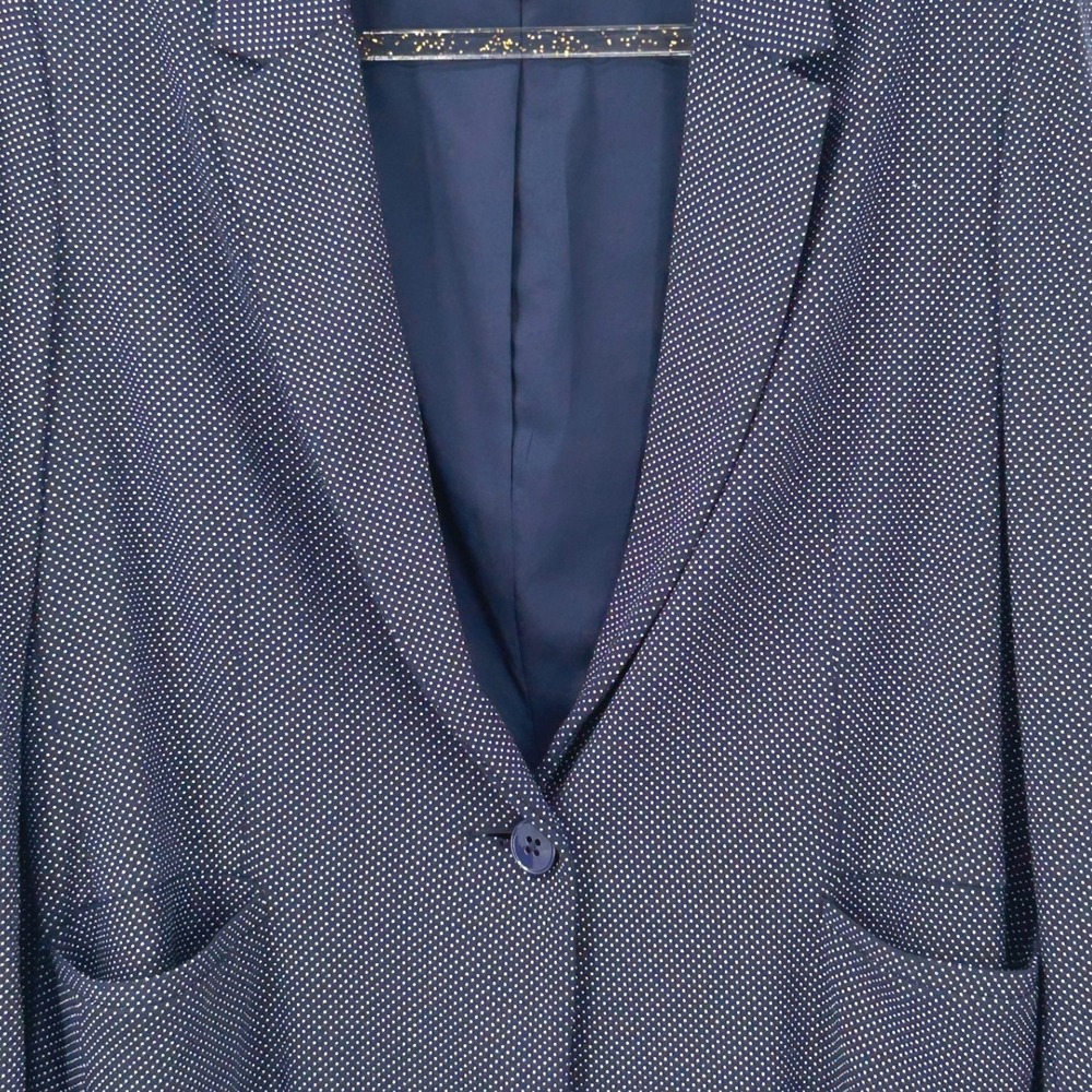 Chicos Navy Blue Polka Dot Single Button Blazer Jacket Size 2 (12/14) Workwear - Picture 4 of 8